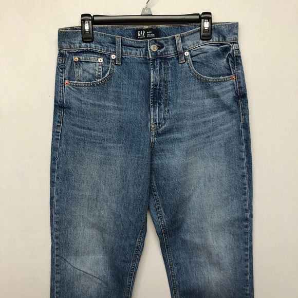 Gap Denim Women Sky High Straight Jeans Size 10 / 30R Cotton Blend Blue M109 -4 - Picture 9 of 13